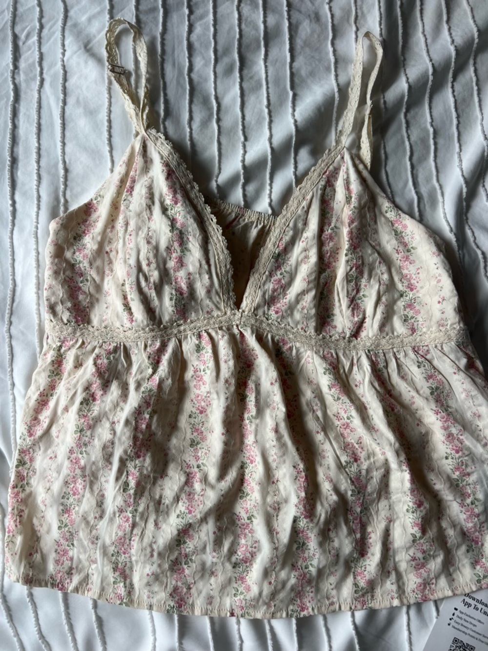 Cider Cream Cami with Pink Floral Print